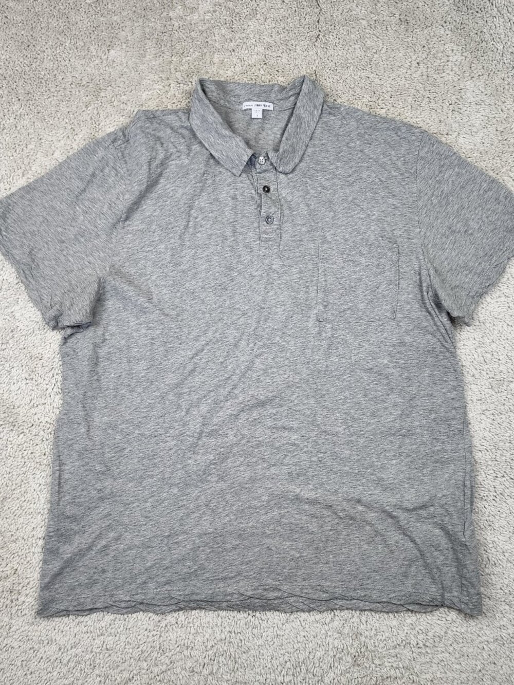 James Perse Standard Grey 100% Cotton Polo Shirt Size 5 2XL XXL Grey Light USA